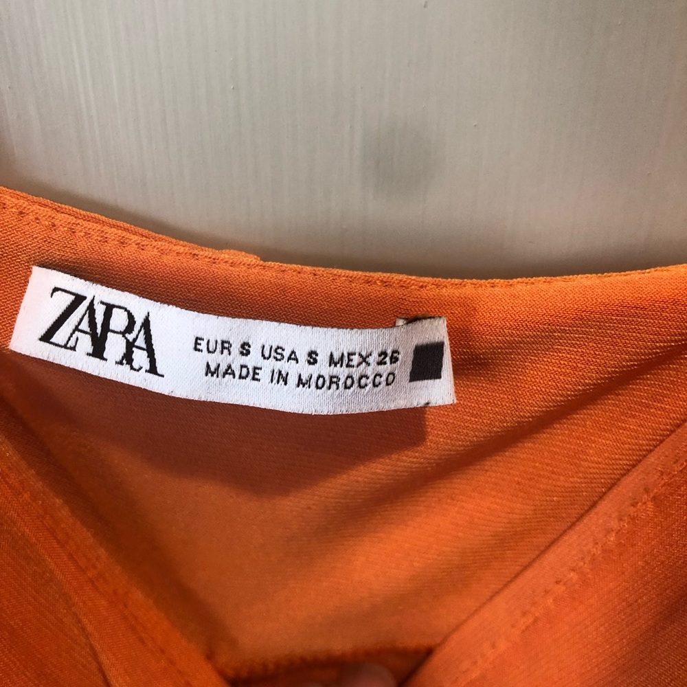 ZARA MIDI ORANGE DRESS SZ S - Picture 4 of 8